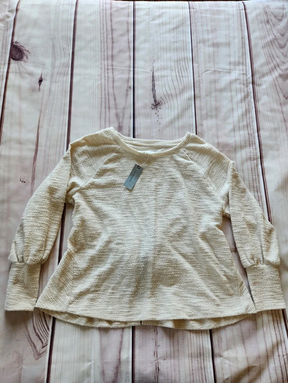 NWT Anthropologie "Back-Bow Sweatshirt" Ivory Cream | Women's Size XSP - Picture 4 of 13
